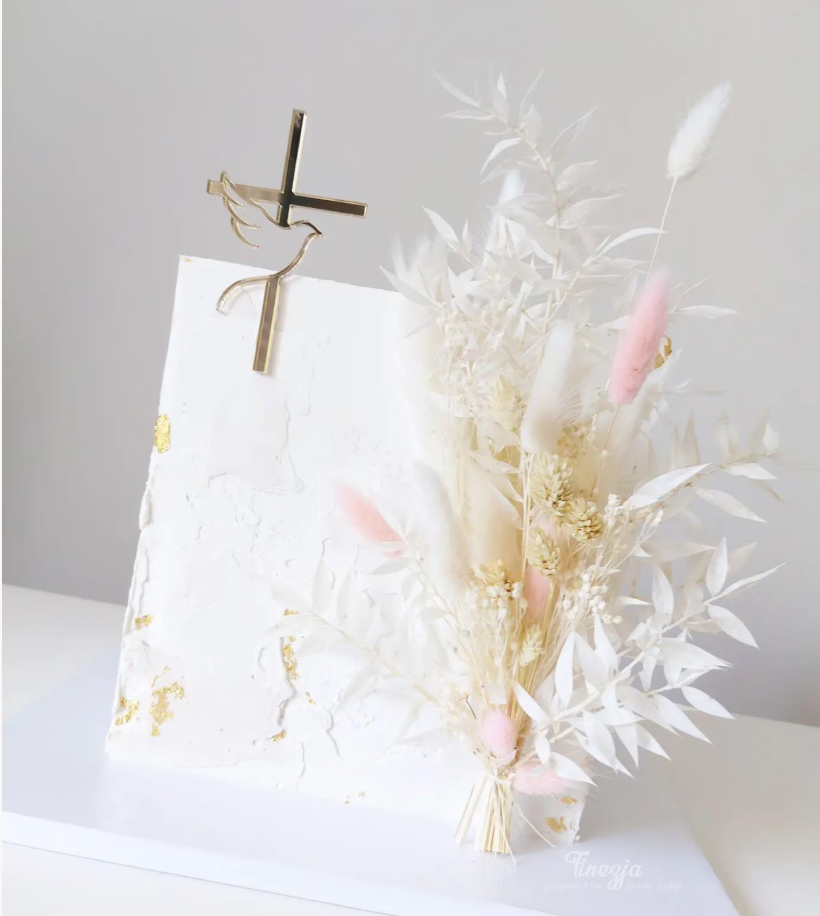 Cruce din Acril cu Porumbel pentru Tort | Decor Tort Botez