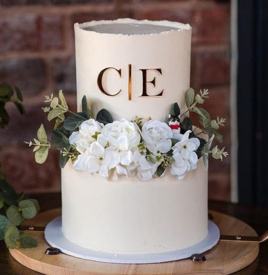 Inițiale Personalizate din Acril pentru Tort | Decor Tort Nuntă cu Litere Personalizate
