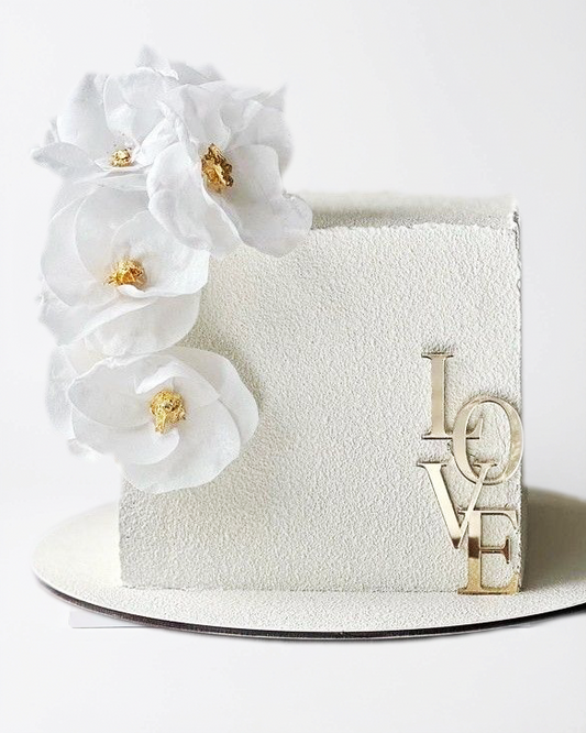 Topper tort „Love” – decor elegant pentru nuntă, cununie sau aniversare