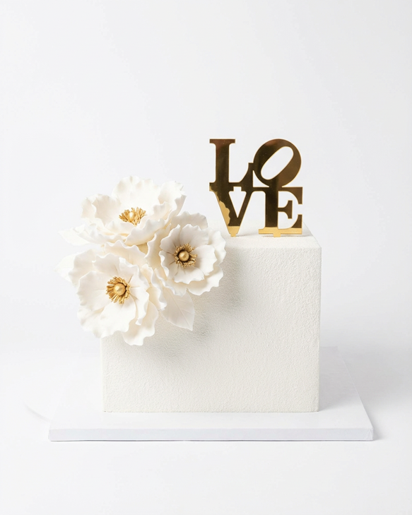 Topper tort „Love” – decor elegant pentru nuntă, cununie sau aniversare