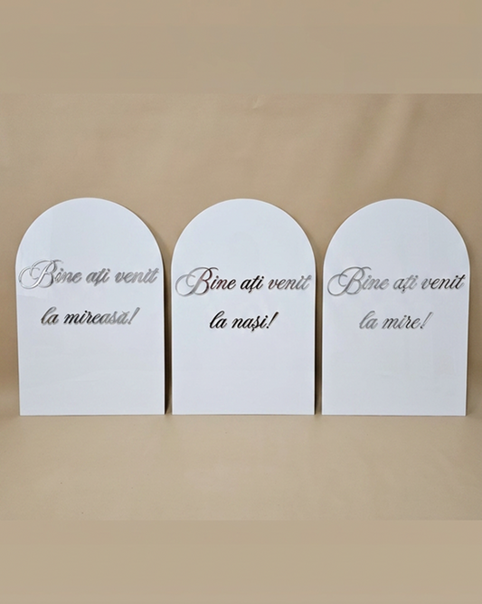 Semn Personalizat din MDF sau acrilic Alb cu Litere 3D din Plexiglas