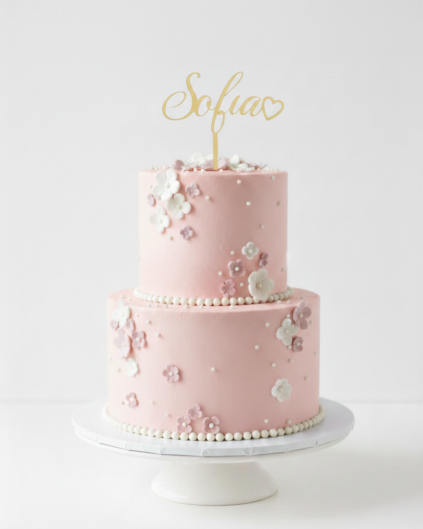 Topper tort elegant cu nume personalizat și inimă