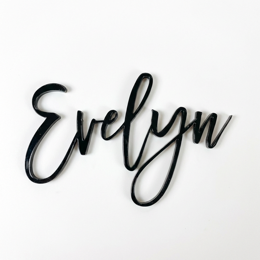 Decorațiune cu nume din acril – pentru torturi sau aranjamente florale