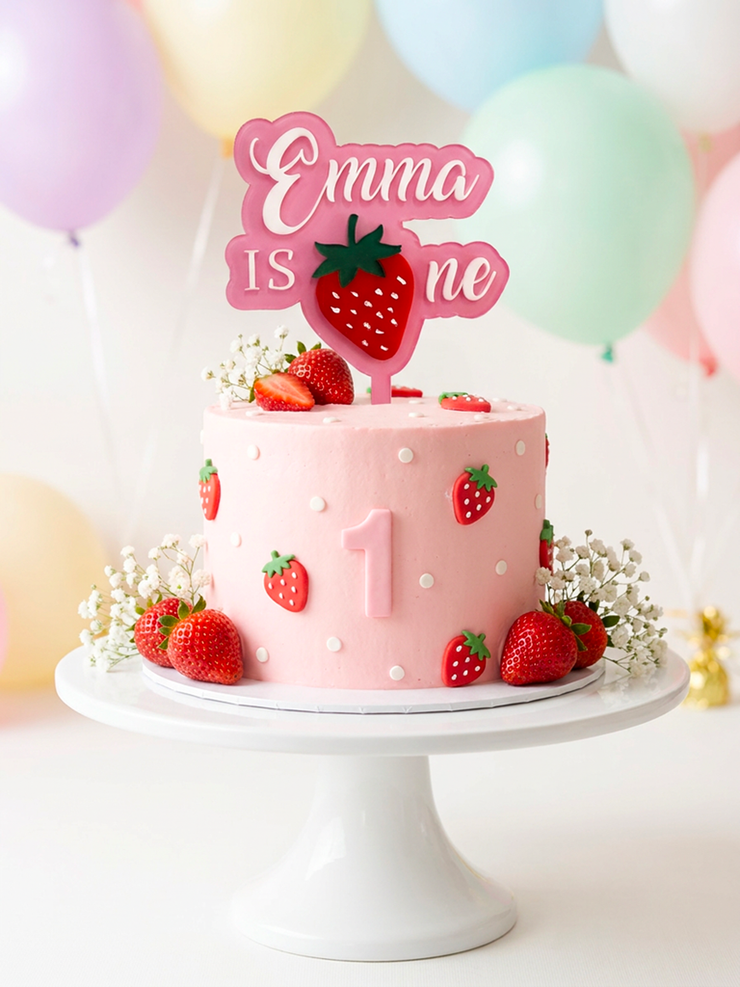 Topper Personalizat pentru Tort – Prima Aniversare (ONE) | Acrilic 12 x 18 cm