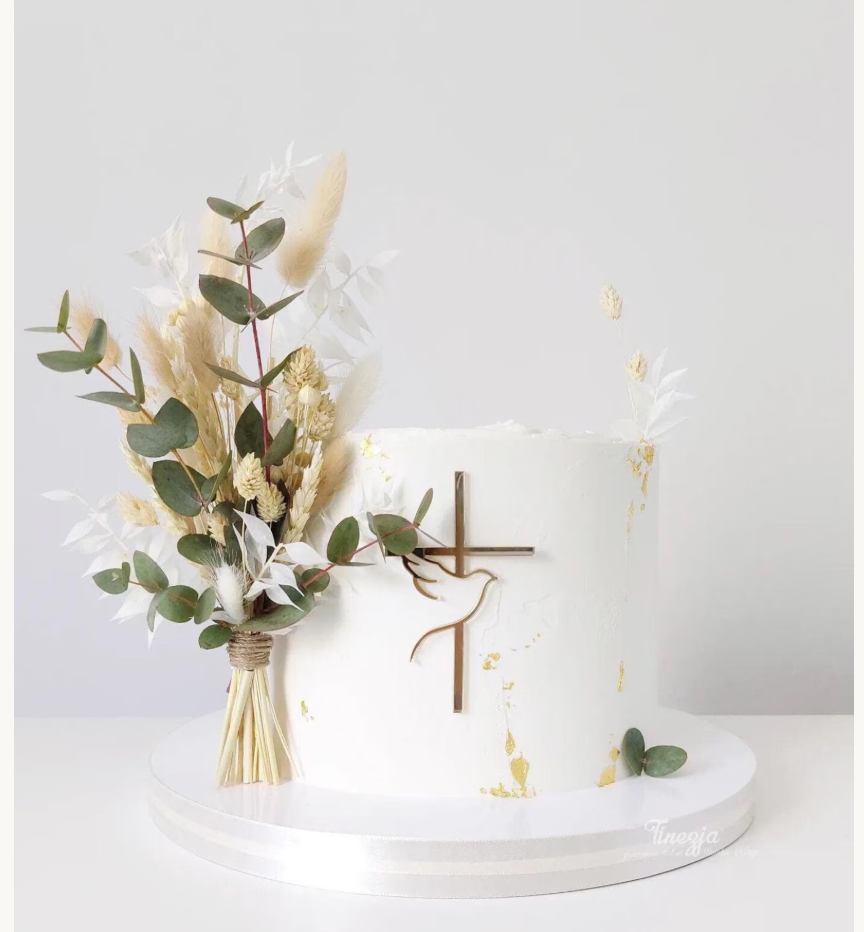Cruce din Acril cu Porumbel pentru Tort | Decor Tort Botez