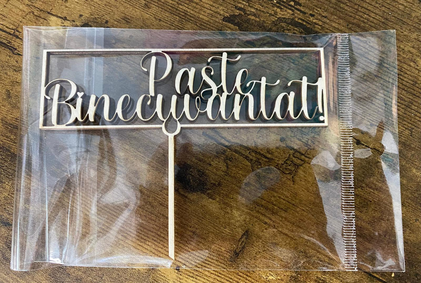 Topper din lemn „Paște Binecuvântat” – 12x9 cm