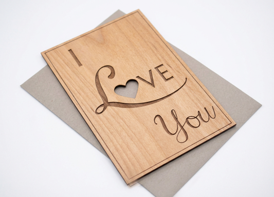 Card din Lemn „I love you you” – Card Aniversare, Decor & Cadou Personalizabil 10x15 cm