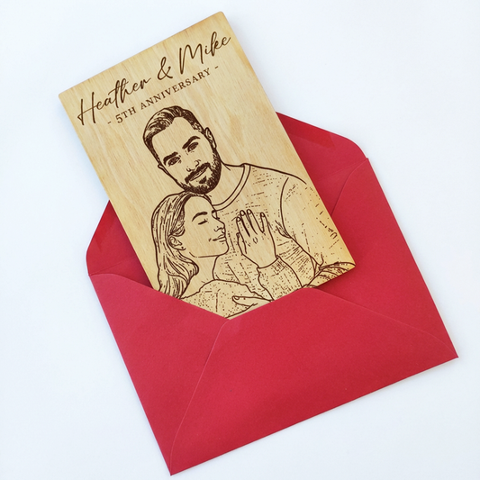 Card din Lemn cu Foto Gravată-10x15