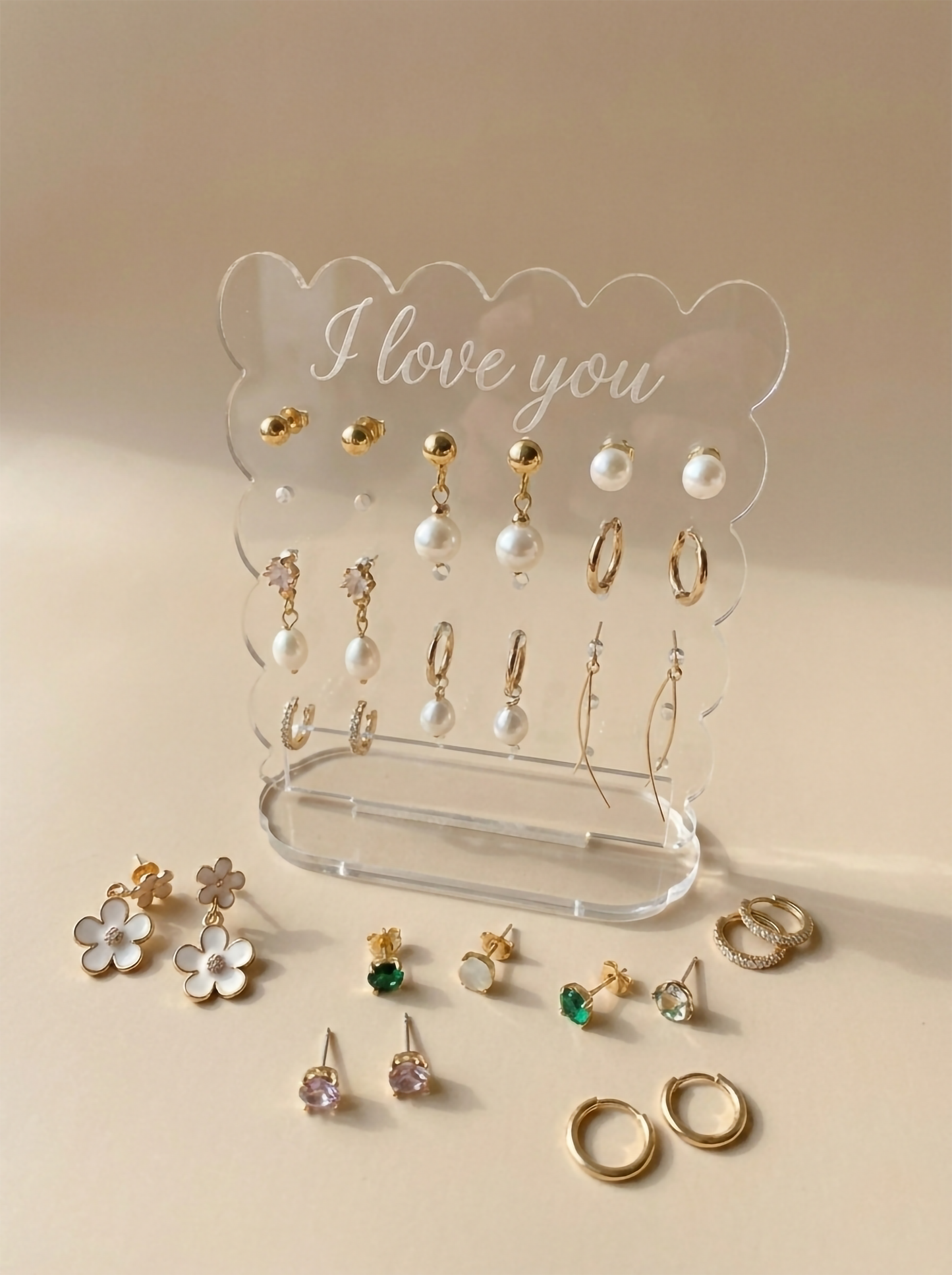 Suport Cercei "Travel Chic” – Organizator Personalizat din Acril