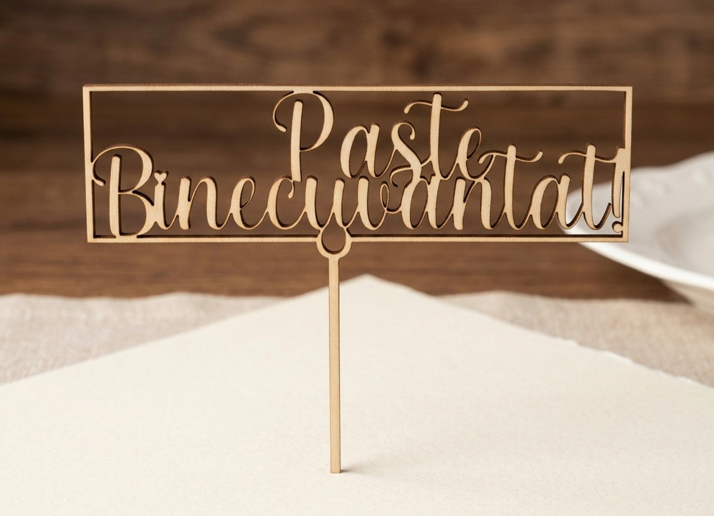 Topper din lemn „Paște Binecuvântat” – 12x9 cm