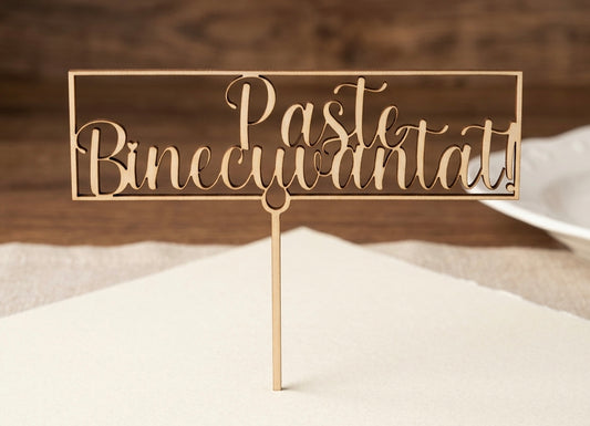 Topper din lemn „Paște Binecuvântat” – 12x9 cm