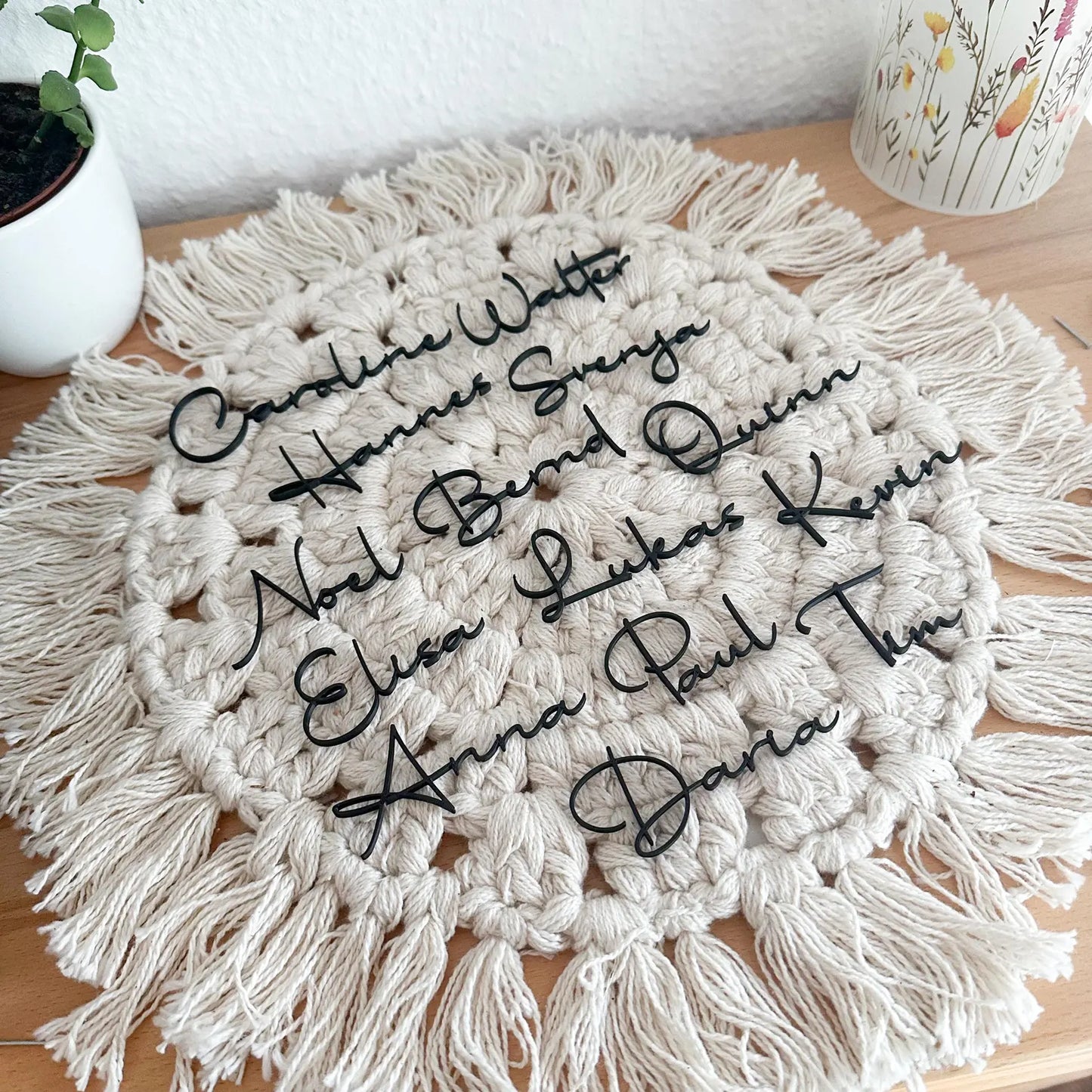 Nume Personalizate pentru Masă – Nuntă, Botez, Aniversare – Decorațiuni din Acril Tăiate cu Laser