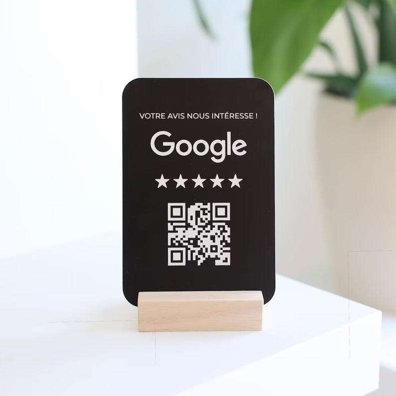 Stand QR Code Personalizat – Suport din Acril și Lemn pentru Recenzii Google, Meniu Digital sau Social Media
