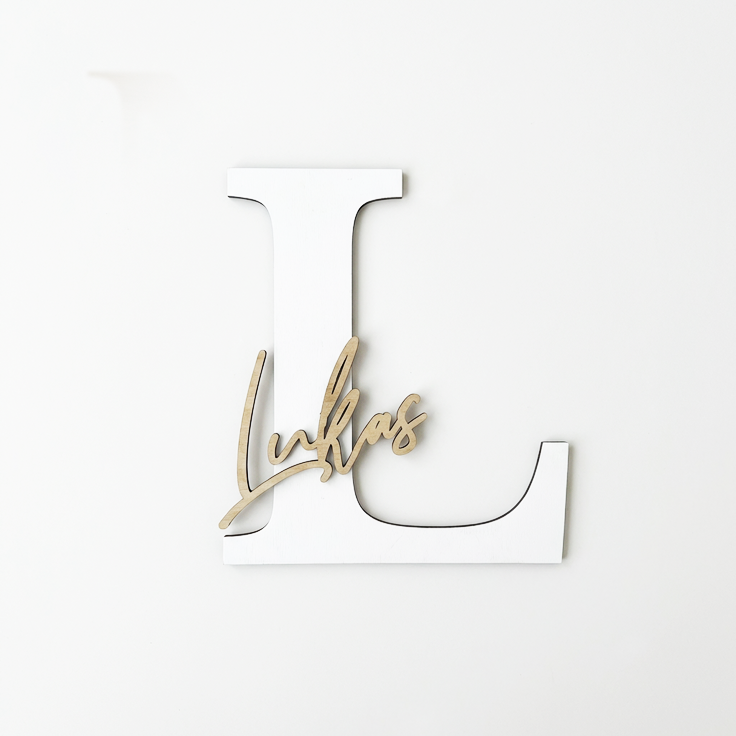 Monogramă Personalizată 3D – Decorațiune Perete din Lemn