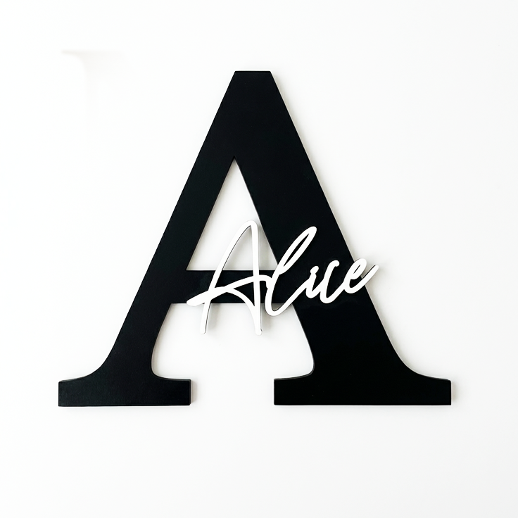 Monogramă Personalizată 3D – Decorațiune Perete din Lemn