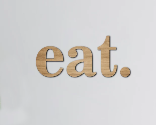 Litere Decorative Perete "eat.” – Decor Modern din Lemn pentru Zona de Dining